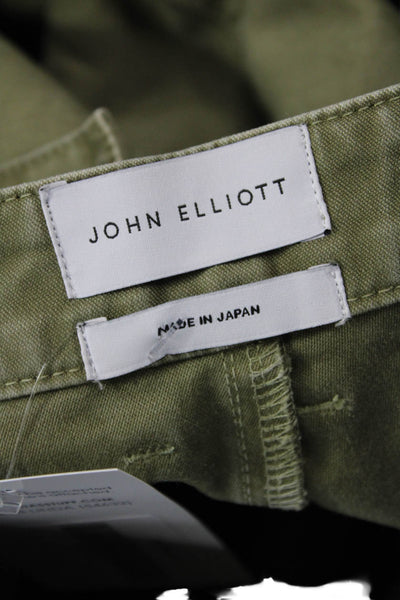 John Elliott Mens Bermuda Cargo Shorts Green Cotton Button Solid Size 26