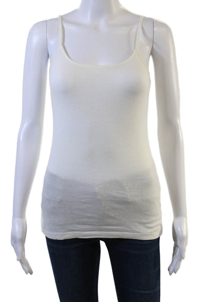 Joie Women White Basic Camisole Round Neck Sleeveless Size M