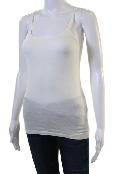 Joie Women White Basic Camisole Round Neck Sleeveless Size M