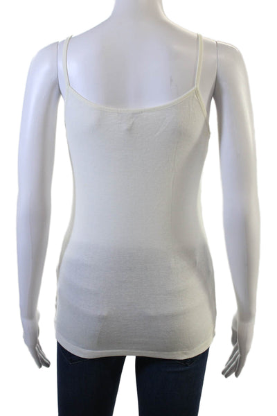 Joie Women White Basic Camisole Round Neck Sleeveless Size M