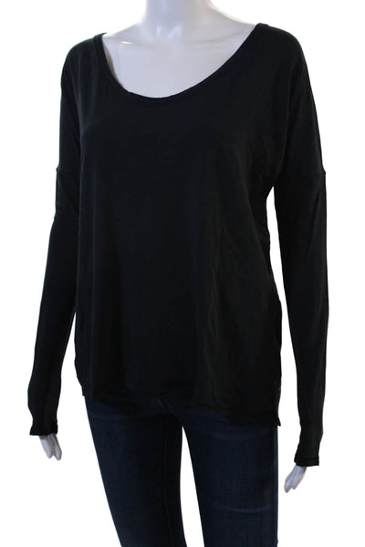 Lululemon Women Black Basic T-Shirt Long Sleeve Round Neck Nylon Blend Size 10