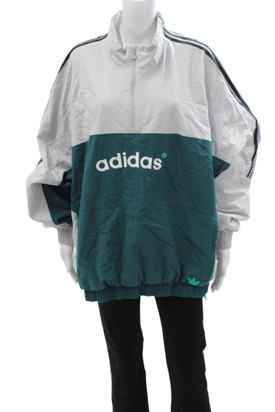 Adidas Mens Anorak Windbreaker Black Nylon Zip High Neck Size XL
