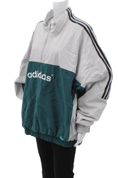 Adidas Mens Anorak Windbreaker Black Nylon Zip High Neck Size XL