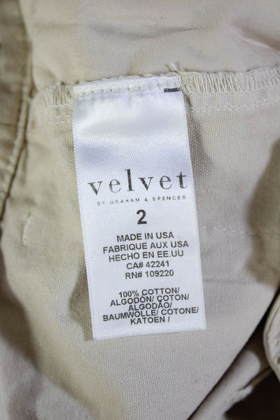Velvet Women Beige Cropped Capris 100% Cotton Khakis Size 2