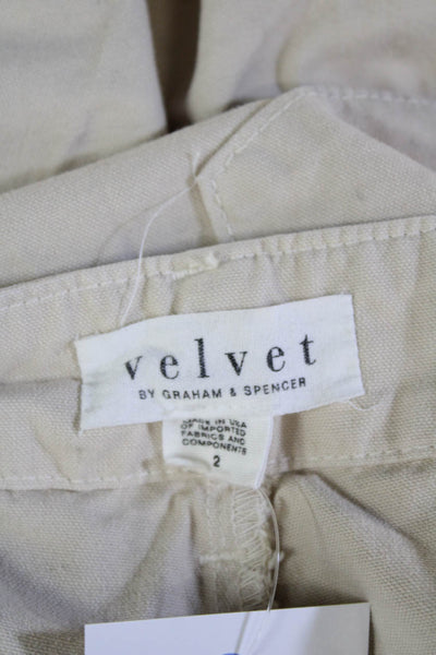 Velvet Women Beige Cropped Capris 100% Cotton Khakis Size 2