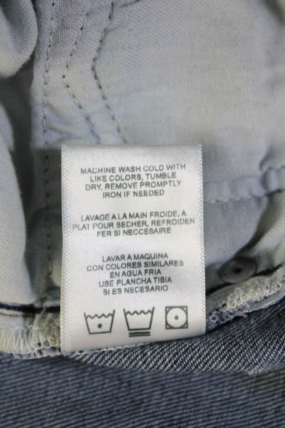 Re/Done Women Cropped Straight Jeans Dark Blue Mid Rise Button Size 25