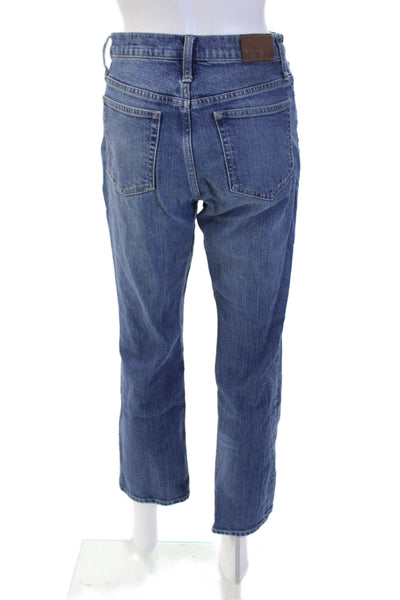 J Crew Unisex Cropped Straight Jeans Blue Button Closure Mid Rise Size 25