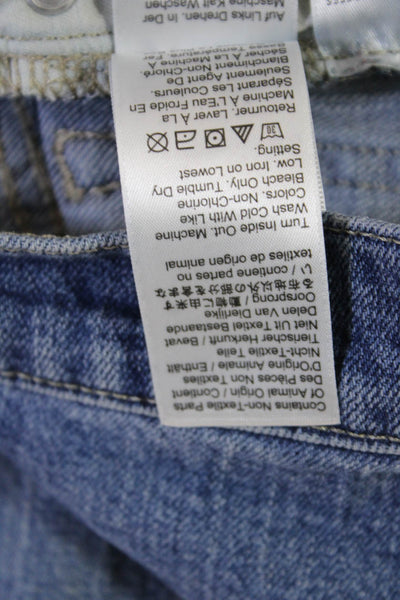 J Crew Unisex Cropped Straight Jeans Blue Button Closure Mid Rise Size 25