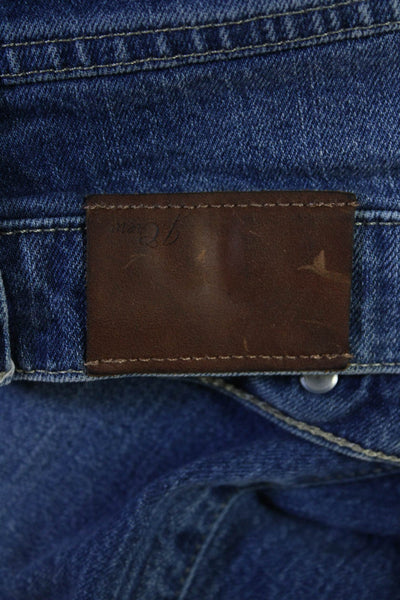 J Crew Unisex Cropped Straight Jeans Blue Button Closure Mid Rise Size 25