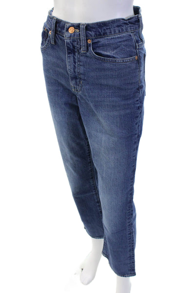 J Crew Men Cropped Straight High Rise Blue Jeans Button Size 25
