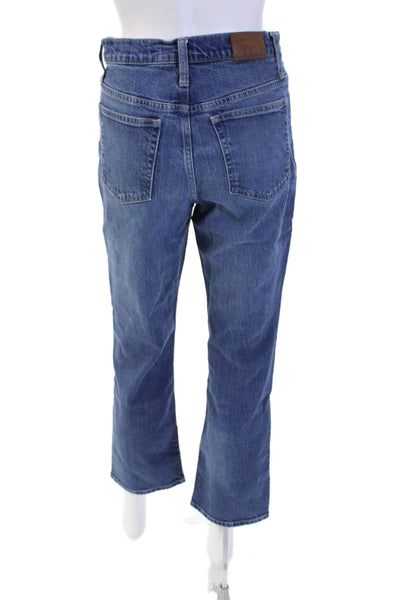 J Crew Men Cropped Straight High Rise Blue Jeans Button Size 25