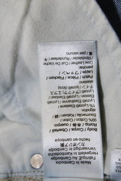 J Crew Men Cropped Straight High Rise Blue Jeans Button Size 25