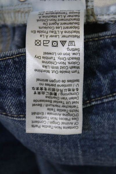 J Crew Men Cropped Straight High Rise Blue Jeans Button Size 25