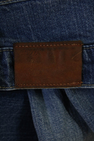 J Crew Men Cropped Straight High Rise Blue Jeans Button Size 25