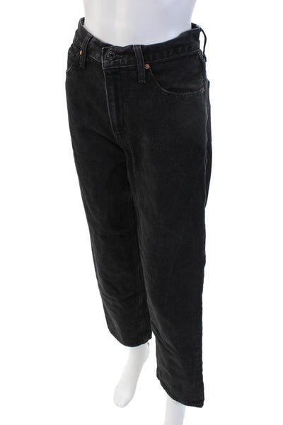 Levis Mens Cropped Straight Black Mid Rise Jeans Size 25