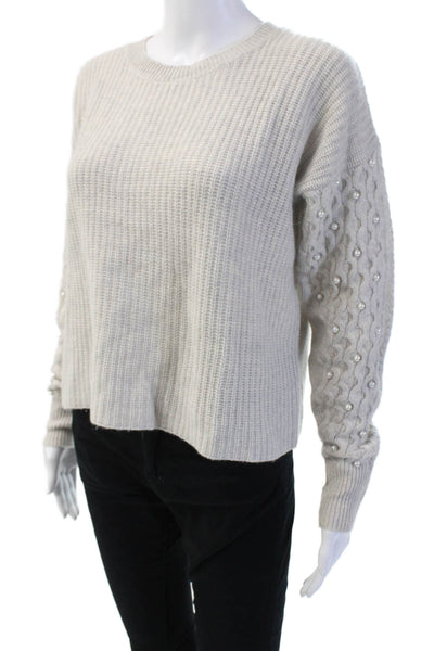 Autumn Cashmere Women Pullover Crewneck 100% Cashmere Beige Long Sleeve Size XS