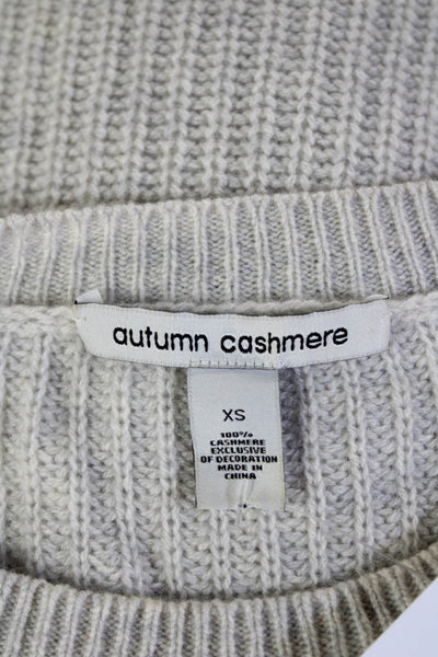 Autumn Cashmere Women Pullover Crewneck 100% Cashmere Beige Long Sleeve Size XS