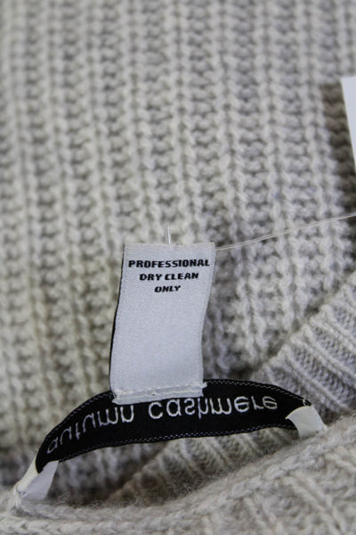 Autumn Cashmere Women Pullover Crewneck 100% Cashmere Beige Long Sleeve Size XS