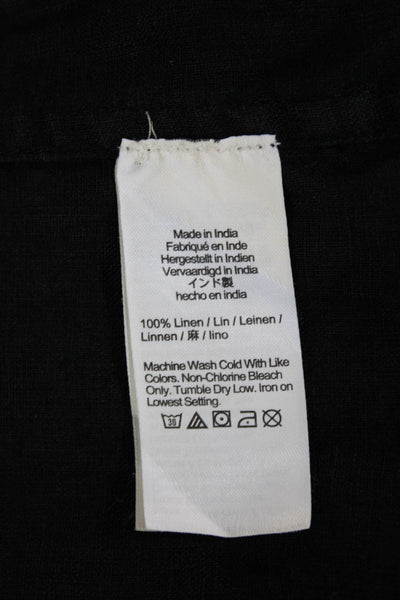 J Crew Mens Button-Down Linen Collared Long Sleeve Shirt Black Size 8