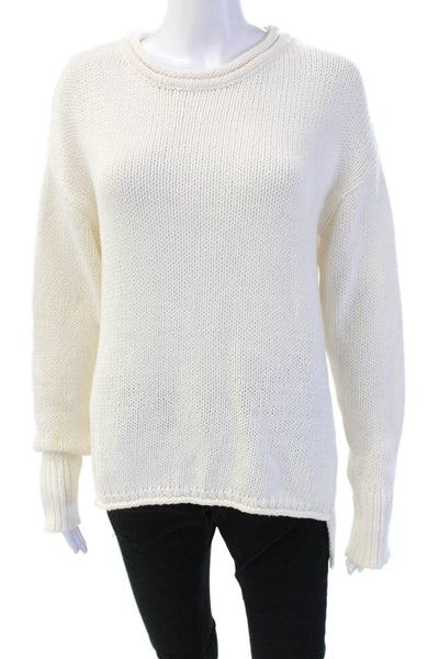 Hiho Unisex Pullover Sweater White Crew Neck Long Sleeve Size S