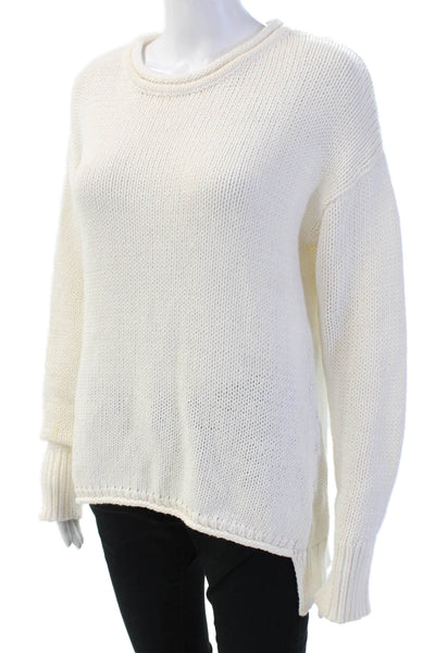 Hiho Unisex Pullover Sweater White Crew Neck Long Sleeve Size S