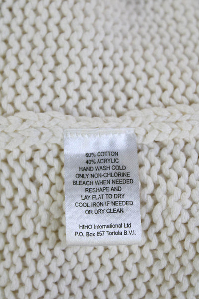 Hiho Unisex Pullover Sweater White Crew Neck Long Sleeve Size S