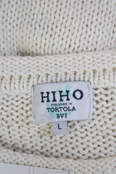 Hiho Unisex Pullover Sweater White Crew Neck Long Sleeve Size S