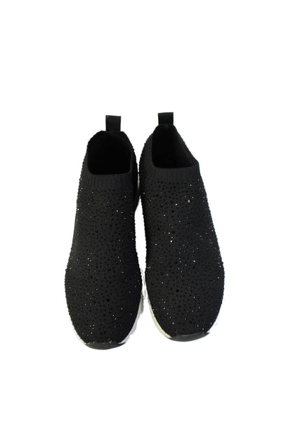 Zara Basic Womens Beaded Rhinestone Low Top Sneakers Black Size EUR 41