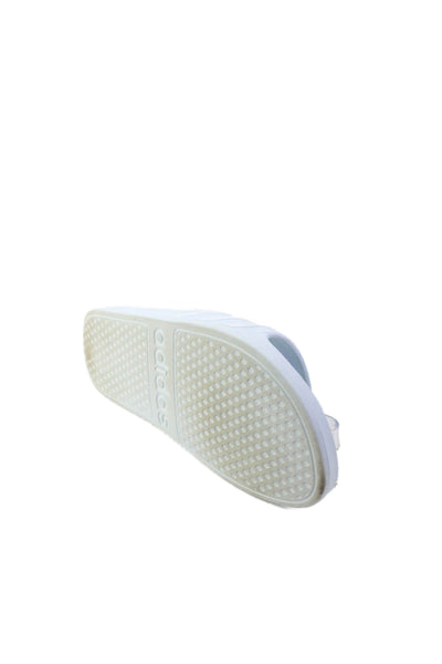Adidas Womens Striped Slip On Casual Slides Light Blue Size 9
