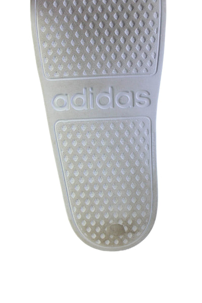 Adidas Womens Striped Slip On Casual Slides Light Blue Size 9