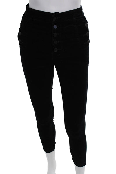 J Brand Women Ankle Cropped Jeggings Black Button Size 25