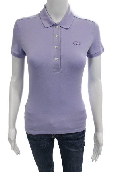 Lacoste Girls Short Sleeves Collared Polo Cotton T-Shirt Purple Size 32