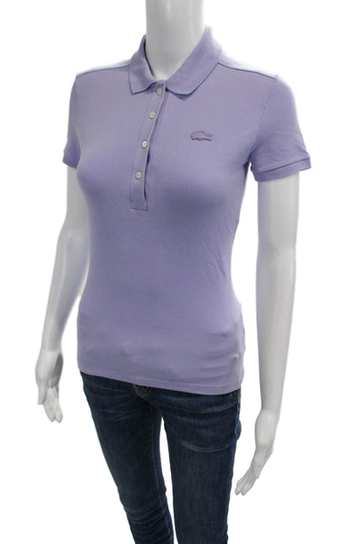 Lacoste Girls Short Sleeves Collared Polo Cotton T-Shirt Purple Size 32