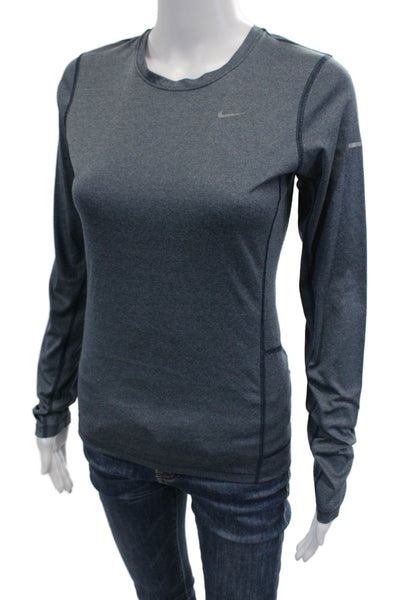 Nike Women Basic Jersey T-Shirt Dark Gray Crew Neck Long Sleeve Size S