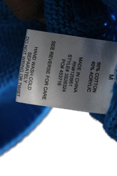 Pink Rose Women Pullover Sweater Blue Crew Neck Long Sleeve Size M