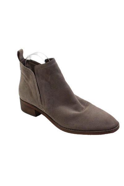 Dolce Vita Womens Slip On Block Heel Round Toe Ankle Boots Brown Suede Size 8.5
