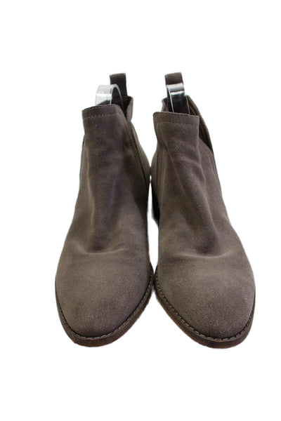 Dolce Vita Womens Slip On Block Heel Round Toe Ankle Boots Brown Suede Size 8.5