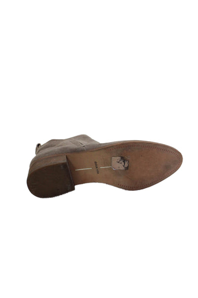 Dolce Vita Womens Slip On Block Heel Round Toe Ankle Boots Brown Suede Size 8.5