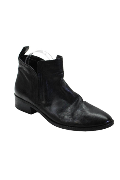 Dolce Vita Womens Slip On Block Heel Ankle Booties Black Leather Size 8.5