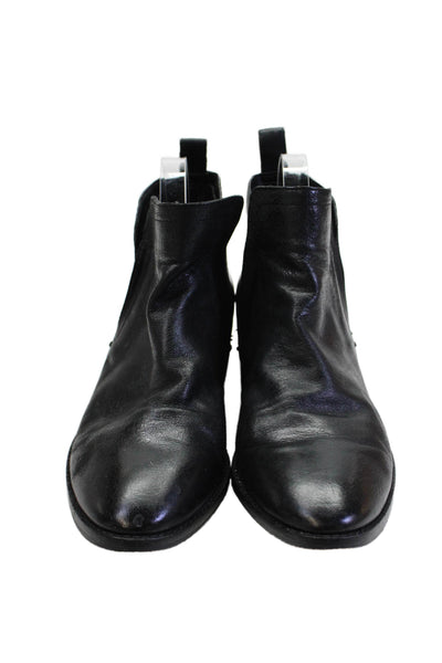 Dolce Vita Womens Slip On Block Heel Ankle Booties Black Leather Size 8.5