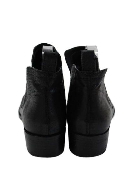 Dolce Vita Womens Slip On Block Heel Ankle Booties Black Leather Size 8.5