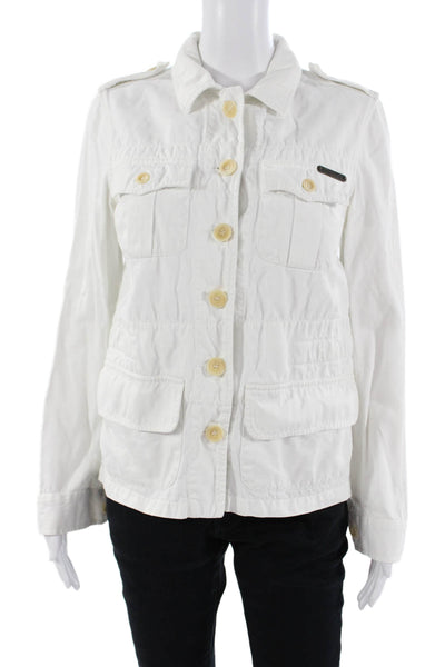 See by Chloe Womens White 100% Cotton Military Jacket Size 10