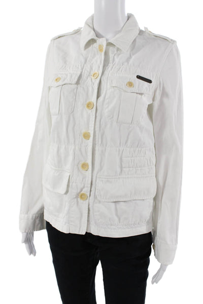See by Chloe Womens White 100% Cotton Military Jacket Size 10