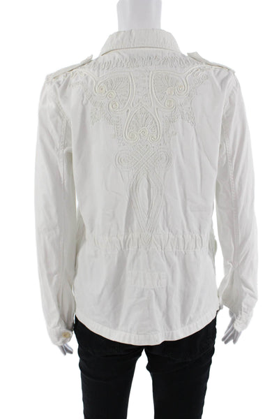 See by Chloe Womens White 100% Cotton Military Jacket Size 10