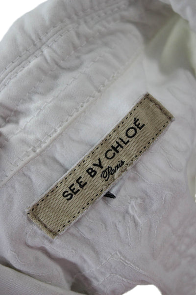 See by Chloe Womens White 100% Cotton Military Jacket Size 10