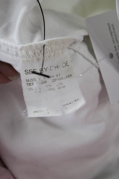 See by Chloe Womens White 100% Cotton Military Jacket Size 10