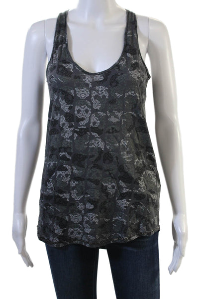 Zadig & Voltaire Womens Dark Gray Skull Graphic Jersey Tank Cotton Size S