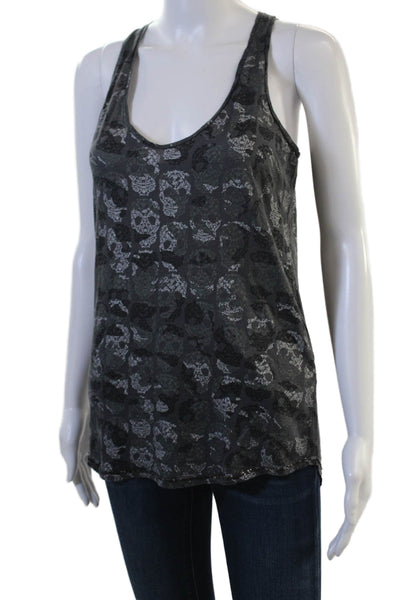 Zadig & Voltaire Womens Dark Gray Skull Graphic Jersey Tank Cotton Size S