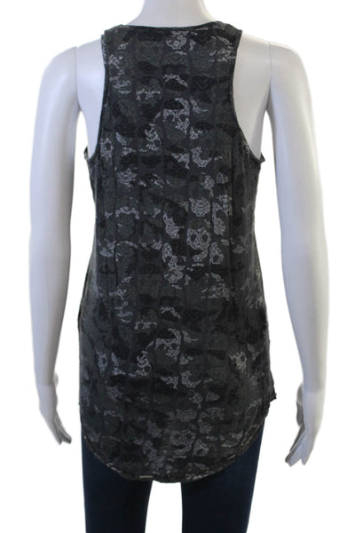 Zadig & Voltaire Womens Dark Gray Skull Graphic Jersey Tank Cotton Size S