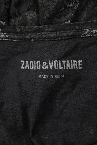 Zadig & Voltaire Womens Dark Gray Skull Graphic Jersey Tank Cotton Size S